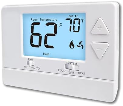 NonProgrammable Thermostat for Home, Digital Energy-Saving Thermostat,Single-Stage Systems, 1 Heat/1 Cool, Easy DIY Install,White Backlight|B0DNDS8PKF
