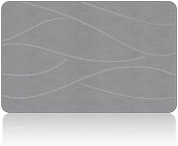VEELOIM Stone Bath Mat Diatomaceous Earth Shower Mat Non-Slip Super Absorbent Diatomite Stone Bath Mats for Bathroom Floor Quick Drying Natural Easy to Clean(23.6''×15.4" Gray)|B0DZ27WFKQ