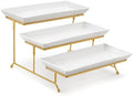 MALACASA 3 Tier Serving Trays for Party, Porcelain Serving Platters and Trays, 12 Inch Tiered Tray Stand, Fruit Tray, Trays for Serving Food, White Dessert Stand with Collapsible Sturdier Metal Rack | Tiered Serving Stand for Party, Fruit Tray, Trays for Serving Food, Dessert Stand with Collapsible Sturdier Metal Rack|B0D2V4XM3D