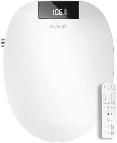 WLJBIDET Toilet Seat Bidet with Warm Water and Drying, O80KL - Elongated | Remote Control, Multiple Cleaning Modes, Adjustable Temperature, Soft Close Lid, LED Display, Nightlight|B0D5M7D9SV
