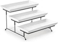MALACASA 3 Tier Serving Trays for Party, Porcelain Serving Platters and Trays, 12 Inch Tiered Tray Stand, Fruit Tray, Trays for Serving Food, White Dessert Stand with Collapsible Sturdier Metal Rack | Tiered Serving Stand for Party, Fruit Tray, Trays for Serving Food, Dessert Stand with Collapsible Sturdier Metal Rack|B0D2V4XM3D
