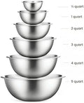 FineDine Stainless Steel Mixing Bowls Set, 6-Piece Metal Bowls | Stainless steel bowls, nesting design saves space, dishwasher safe, prep bowls, baking bowls, cooking bowls|B01HTYH8YA