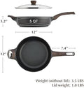 SENSARTE Nonstick Frying Pan Skillet with Lid, 12 Inch Large Deep Frying Pan, 5 Qt Non Stick Saute Pan with Cover, Induction Pan, Healthy Non Toxic Cooking Pan with Helper Handle, PFOA PFOS Free|B09HWYBCXQ