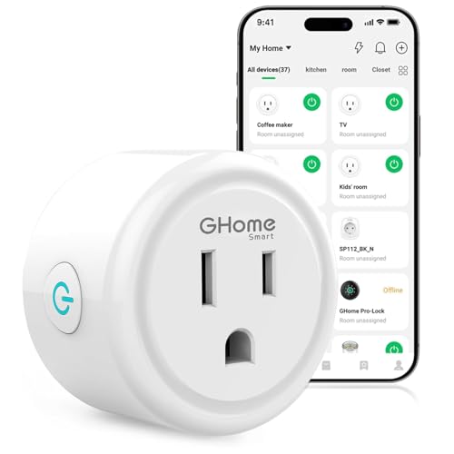 GHome Smart Plug, WiFi Smart Plugs Work with Alexa and Google Home, Smart Outlet Timer with APP Remote Control, 2.4GHz Wi-Fi Only, No Hub Required, ETL FCC Listed, White|B0D7ZXYPRL