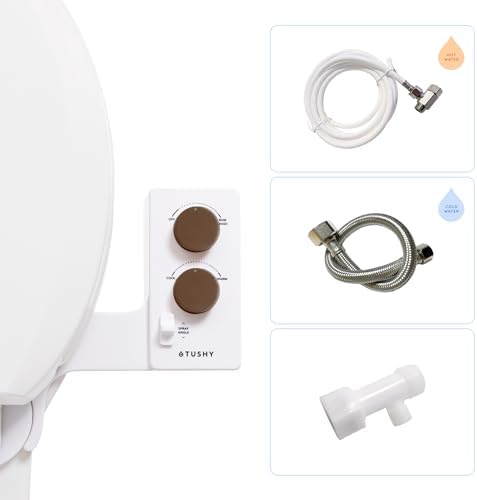 TUSHY Classic 3.0 Bidet Toilet Seat Attachment, Brushed Nickel | Non-Electric, Self Cleaning Water Sprayer, Adjustable Pressure Nozzle, Angle Control, Easy Home Installation|B08VS11Z1N