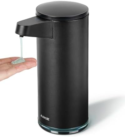 AIKE SensePro Automatic Soap Dispenser 12.8oz Spot Resist Matte Black | Type-C Charge with Months Long Standby Time, Adjustable 5 Levels Precise Dispense for Home Dish Soap and Hand Soap|B0DZNDTHYD