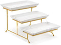 MALACASA 3 Tier Serving Trays for Party, Porcelain Serving Platters and Trays, 12 Inch Tiered Tray Stand, Fruit Tray, Trays for Serving Food, White Dessert Stand with Collapsible Sturdier Metal Rack | Tiered Serving Stand for Party, Fruit Tray, Trays for Serving Food, Dessert Stand with Collapsible Sturdier Metal Rack|B0D2V4XM3D