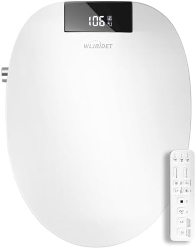 WLJBIDET Toilet Seat Bidet with Warm Water and Drying, O80KL - Elongated | Remote Control, Multiple Cleaning Modes, Adjustable Temperature, Soft Close Lid, LED Display, Nightlight|B0D5M7D9SV