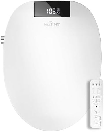 WLJBIDET Toilet Seat Bidet with Warm Water and Drying, O80KL - Elongated | Remote Control, Multiple Cleaning Modes, Adjustable Temperature, Soft Close Lid, LED Display, Nightlight|B0D5M7D9SV