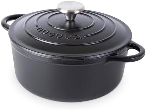 Nuovva Enamelled Cast Iron Dutch Oven Pot with Lid-6.4 Quart Non Stick Casserole Pot-Heavy Duty & Oven Safe up to 500° F for Bread Baking, Braising, Stews, Roasting - 28cm Dark Blue|B0CHWJG1M1