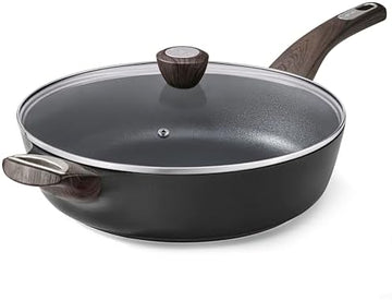 SENSARTE Nonstick Frying Pan Skillet with Lid, 12 Inch Large Deep Frying Pan, 5 Qt Non Stick Saute Pan with Cover, Induction Pan, Healthy Non Toxic Cooking Pan with Helper Handle, PFOA PFOS Free|B09HWYBCXQ