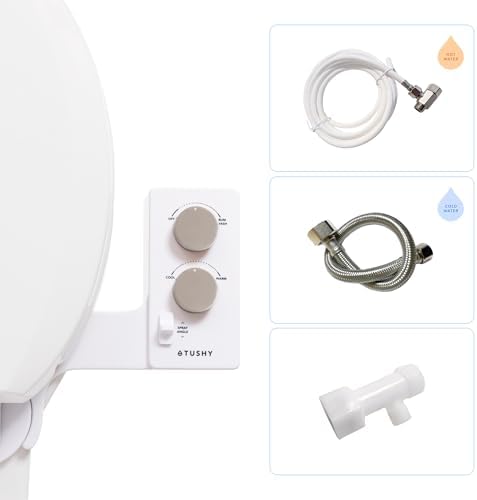TUSHY Classic 3.0 Bidet Toilet Seat Attachment, Brushed Nickel | Non-Electric, Self Cleaning Water Sprayer, Adjustable Pressure Nozzle, Angle Control, Easy Home Installation|B08VS11Z1N