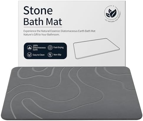 Stone Bath Mat for Bathroom, Diatomaceous Earth Shower Mat Quick Dry, White | Fast Drying, Super Absorbent, Non-Slip, Easy Maintenance, Easy to Clean, Sustainable Material|B0DXKDRK27