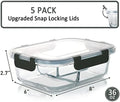 M MCIRCO 5 Pack,36 oz, 3 Compartments Glass Meal Prep Containers with Lids | Divided Glass Food Storage Containers, Portion Control Lunch Containers, Microwave, Oven, Freezer, Dishwasher, BPA Free, Gray|B07N2BPQC3