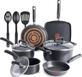 T-Fal Signature Nonstick Pots and Pans Set 12 Piece, Oven Broiler Safe 350F, Kitchen Cookware Set w/Fry Pans, Saucepans, Saute Pan, Dutch Oven, Griddle, Kitchen, Home, Dishwasher Safe, Black|B001167VIQ