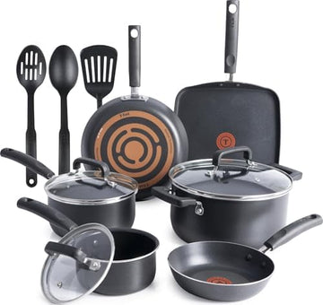 T-Fal Signature Nonstick Pots and Pans Set 12 Piece, Oven Broiler Safe 350F, Kitchen Cookware Set w/Fry Pans, Saucepans, Saute Pan, Dutch Oven, Griddle, Kitchen, Home, Dishwasher Safe, Black|B001167VIQ