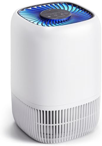 VOOPNU Air Purifiers for Home, High Efficiency Filter Up to 1076 Ft², White | for Pet Hair, Odors, Pollen, Smoke, Compact Air Cleaner with 3 Speeds, Timer, Aroma 22 dB Quiet 360°Intake, DH-JH12|B0DY4S3HP2