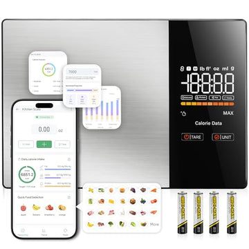 Smart Nutrition Food Scale with LED Display, Tracks Calories, Fat, Carbs & Protein via App, 1g Precision Digital Kitchen Scale for Healthy Eating & Meal Prep|B0FKBC9BRG