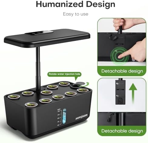 Indoor Garden Hydroponics Growing System: 10 Pods Kit with LED | Plant Germination Kit Herb Vegetable Growth Lamp Countertop, Hydroponic Planter Grower Harvest Lettuce for Healthy Home Cooks|B0B6BB4TVC