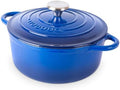 Nuovva Enamelled Cast Iron Dutch Oven Pot with Lid-6.4 Quart Non Stick Casserole Pot-Heavy Duty & Oven Safe up to 500° F for Bread Baking, Braising, Stews, Roasting - 28cm Dark Blue|B0CHWJG1M1
