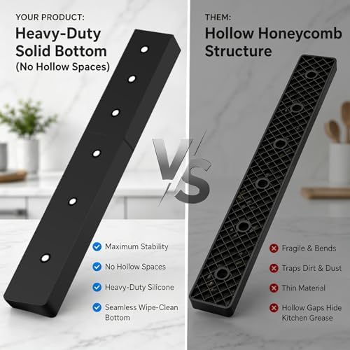 30" Magnetic Stove Top Shelf, Silicone Over the Stove Spice Rack Organizer | Heat Resistant Silicone, Anti-Rattle No-Scratch Range Shelf, 3 Functional Partitions Kitchen Storage for Spices|B0BWQQTD7T