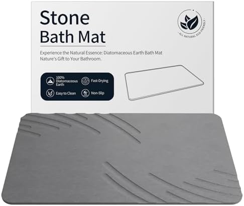 Stone Bath Mat for Bathroom, Diatomaceous Earth Shower Mat Quick Dry, White | Fast Drying, Super Absorbent, Non-Slip, Easy Maintenance, Easy to Clean, Sustainable Material|B0DXKDRK27