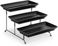 MALACASA 3 Tier Serving Trays for Party, Porcelain Serving Platters and Trays, 12 Inch Tiered Tray Stand, Fruit Tray, Trays for Serving Food, White Dessert Stand with Collapsible Sturdier Metal Rack | Tiered Serving Stand for Party, Fruit Tray, Trays for Serving Food, Dessert Stand with Collapsible Sturdier Metal Rack|B0D2V4XM3D