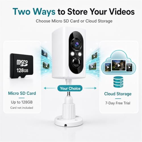 355° Pan Rotate Cameras 2 Pack, 2K Video, Security Cameras Wireless Outdoor | Motion Detect & Record & Alert, SD/Cloud Storage, Color Night Vision, 2-Way Talk, 2.4G WiFi, IP65 Waterproof, Indoor& Outdoor|B0H36KRKPH