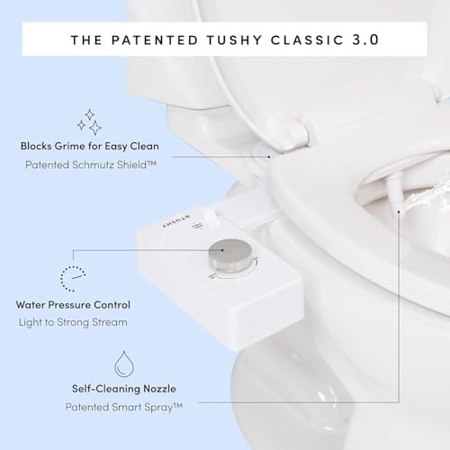 TUSHY Classic 3.0 Bidet Toilet Seat Attachment, Brushed Nickel | Non-Electric, Self Cleaning Water Sprayer, Adjustable Pressure Nozzle, Angle Control, Easy Home Installation|B08VS11Z1N
