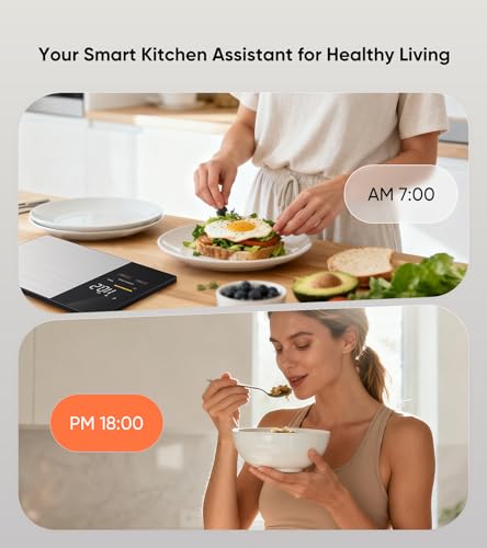 Smart Nutrition Food Scale with LED Display, Tracks Calories, Fat, Carbs & Protein via App, 1g Precision Digital Kitchen Scale for Healthy Eating & Meal Prep|B0FKBC9BRG