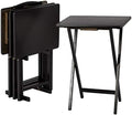 Amazon Basics Portable Foldable TV Tray Table with Storage Rack, Space-Saving Design, 15