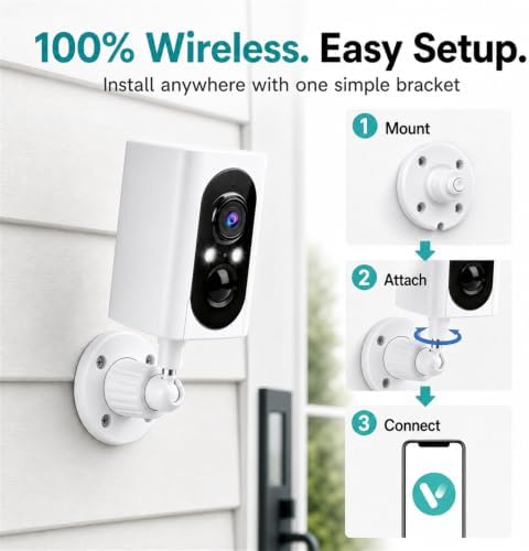 355° Pan Rotate Cameras 2 Pack, 2K Video, Security Cameras Wireless Outdoor | Motion Detect & Record & Alert, SD/Cloud Storage, Color Night Vision, 2-Way Talk, 2.4G WiFi, IP65 Waterproof, Indoor& Outdoor|B0H36KRKPH