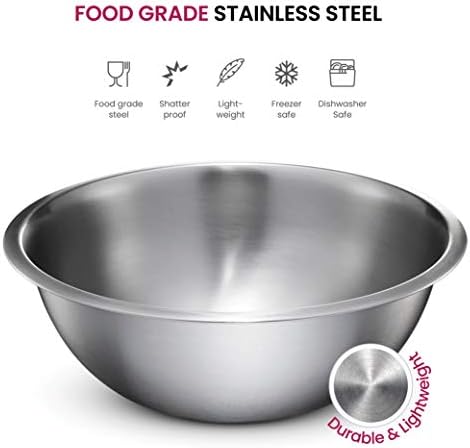FineDine Stainless Steel Mixing Bowls Set, 6-Piece Metal Bowls | Stainless steel bowls, nesting design saves space, dishwasher safe, prep bowls, baking bowls, cooking bowls|B01HTYH8YA