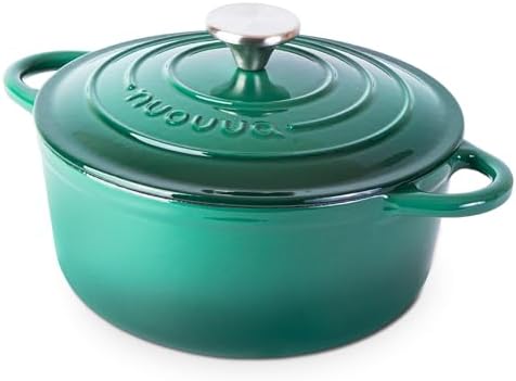 Nuovva Enamelled Cast Iron Dutch Oven Pot with Lid-6.4 Quart Non Stick Casserole Pot-Heavy Duty & Oven Safe up to 500° F for Bread Baking, Braising, Stews, Roasting - 28cm Dark Blue|B0CHWJG1M1