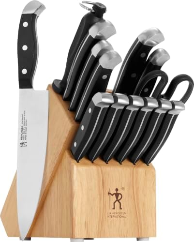 Henckels Statement 15-Pc Knife Block Set, Razor-Sharp, German Engineered | Informed by 100+ Years of Mastery. Dishwasher safe, Comfortable Grip Ideal for Everyday Cooking. High Quality Stainless Steel|B00GHX5HGG
