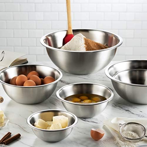 FineDine Stainless Steel Mixing Bowls Set, 6-Piece Metal Bowls | Stainless steel bowls, nesting design saves space, dishwasher safe, prep bowls, baking bowls, cooking bowls|B01HTYH8YA