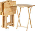 Amazon Basics Portable Foldable TV Tray Table with Storage Rack, Space-Saving Design, 15
