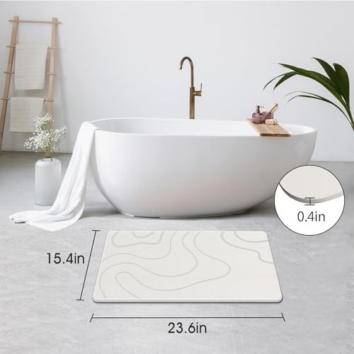 Stone Bath Mat for Bathroom, Diatomaceous Earth Shower Mat Quick Dry, White | Fast Drying, Super Absorbent, Non-Slip, Easy Maintenance, Easy to Clean, Sustainable Material|B0DXKDRK27