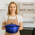 Nuovva Enamelled Cast Iron Dutch Oven Pot with Lid-6.4 Quart Non Stick Casserole Pot-Heavy Duty & Oven Safe up to 500° F for Bread Baking, Braising, Stews, Roasting - 28cm Dark Blue|B0CHWJG1M1