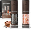 ThermoMaven Upgraded Larger Capacity Electric Salt and Pepper Grinder Set, 110ml Rechargeable Salt and Pepper Shaker with LED Light, Stainless Steel Automatic Pepper Mill with 6 Adjustable Coarseness|B0D7Q7LNNY