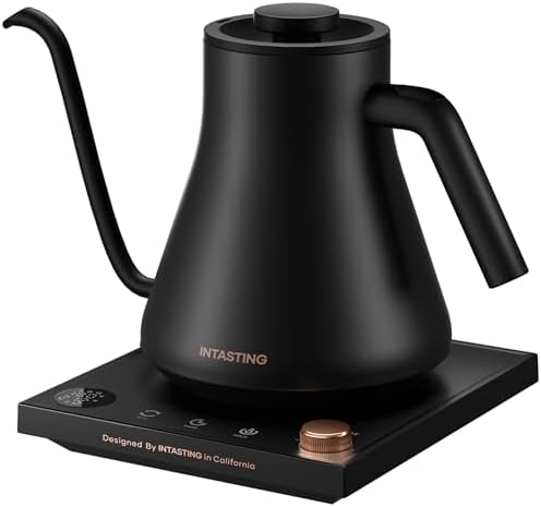 INTASTING Gooseneck Electric Kettle, Temperature Control | Stainless Steel Inner, 1200W Quick Heating, for Pour Over Coffee, Brew Tea, Boil Hot Water, 30 oz, 0.9L, Black|B0F62LMYNY