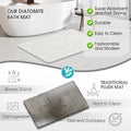 Stone Bath Mat for Bathroom, Diatomaceous Earth Shower Mat Quick Dry, White | Fast Drying, Super Absorbent, Non-Slip, Easy Maintenance, Easy to Clean, Sustainable Material|B0DXKDRK27