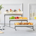MALACASA 3 Tier Serving Trays for Party, Porcelain Serving Platters and Trays, 12 Inch Tiered Tray Stand, Fruit Tray, Trays for Serving Food, White Dessert Stand with Collapsible Sturdier Metal Rack | Tiered Serving Stand for Party, Fruit Tray, Trays for Serving Food, Dessert Stand with Collapsible Sturdier Metal Rack|B0D2V4XM3D