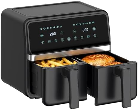 4QT+4QT Dual Basket Air Fryer - Digital Touchscreen, Smart Sync Finish,Auto Shutoff, 2 Independent Nonstick Dishwasher-Safe Frying Baskets - 8 Quart Digital Double Air Fryer|B0GYNSKCBW