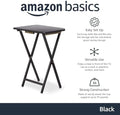 Amazon Basics Portable Foldable TV Tray Table with Storage Rack, Space-Saving Design, 15