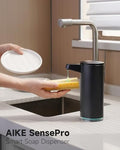 AIKE SensePro Automatic Soap Dispenser 12.8oz Spot Resist Matte Black | Type-C Charge with Months Long Standby Time, Adjustable 5 Levels Precise Dispense for Home Dish Soap and Hand Soap|B0DZNDTHYD