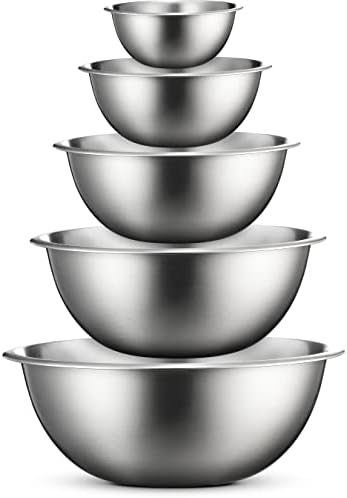 FineDine Stainless Steel Mixing Bowls Set, 6-Piece Metal Bowls | Stainless steel bowls, nesting design saves space, dishwasher safe, prep bowls, baking bowls, cooking bowls|B01HTYH8YA
