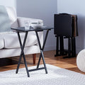 Amazon Basics Portable Foldable TV Tray Table with Storage Rack, Space-Saving Design, 15