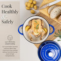 Nuovva Enamelled Cast Iron Dutch Oven Pot with Lid-6.4 Quart Non Stick Casserole Pot-Heavy Duty & Oven Safe up to 500° F for Bread Baking, Braising, Stews, Roasting - 28cm Dark Blue|B0CHWJG1M1