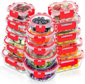 VERONES 12 Packs Glass Food Storage Containers Set with Lids, Grey | Airtight Glass Lunch Containers, Glass Meal Prep Containers with Lids, for Microwave, Oven, Freezer & Dishwasher Friendly|B0BZS66X6R